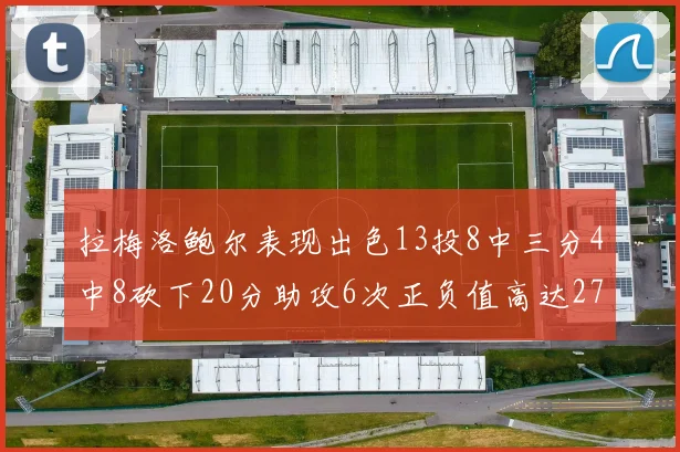 拉梅洛鲍尔表现出色13投8中三分4中8砍下20分助攻6次正负值高达27